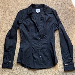 Express Black Fitted Button Down Blouse